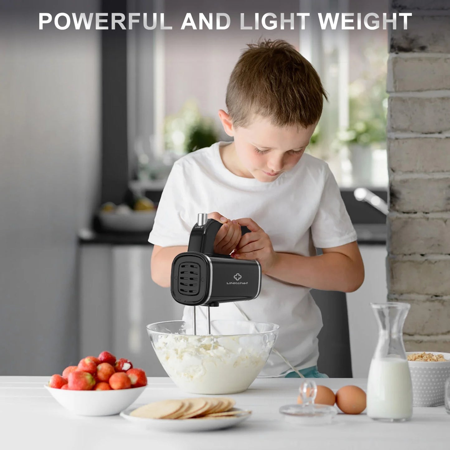 Hand Mixer, 450W Turbo Electric Handheld Mixer, 5 Speed Electric Mixers for Kitchen (Black)