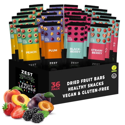 Fruit Leather Snacks, Vegan Healthy Snacks for Adults & Kids , Pack of 36