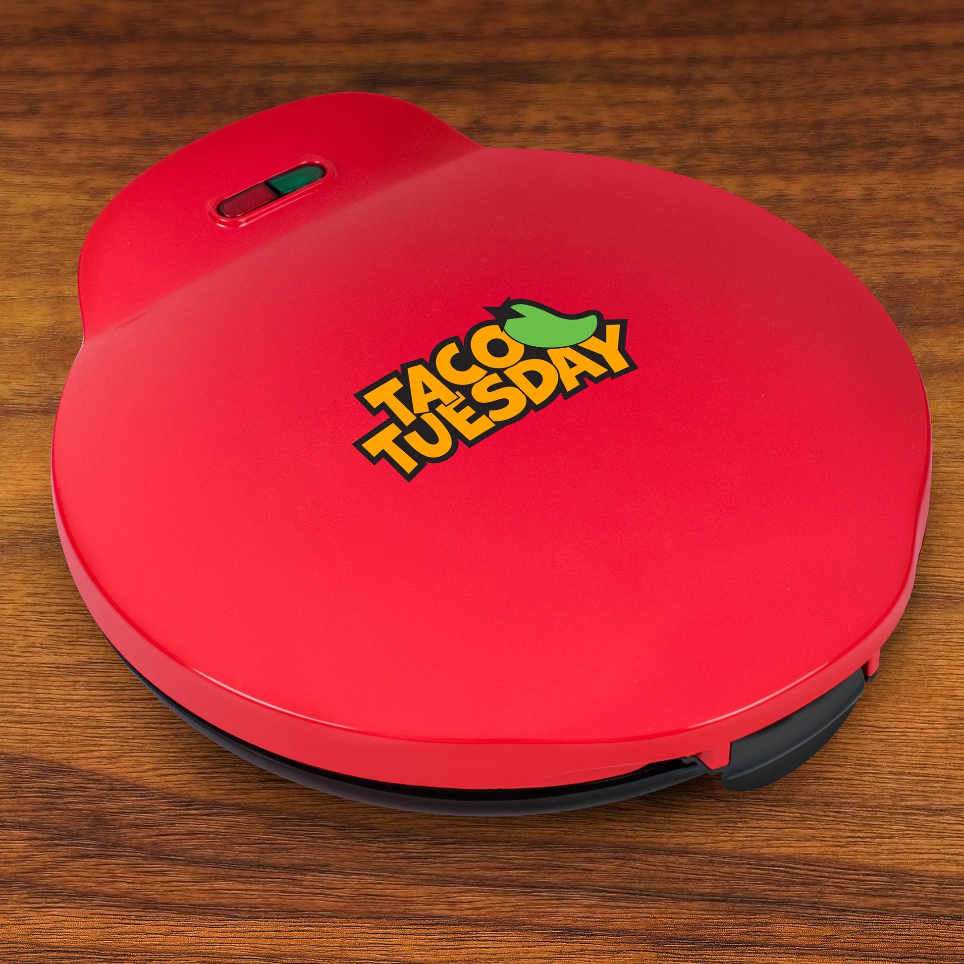 6-Wedge Electric Quesadilla Maker with Extra Stuffing Latch, Red 10”