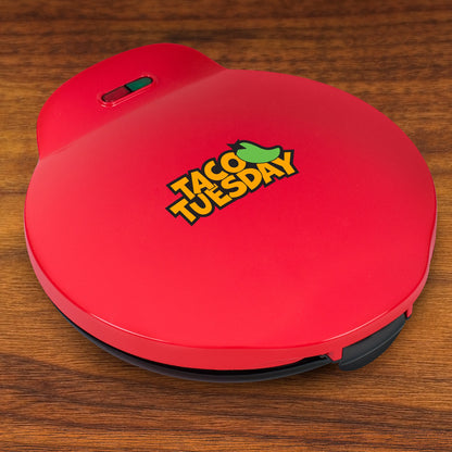 6-Wedge Electric Quesadilla Maker with Extra Stuffing Latch, Red 10”