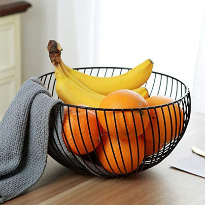 Metal Fruit Basket, Wire Fruit Basket Black Iron Fruit Holder Decorative Stand for Fruit Storage for Vegetable Snack Bread…