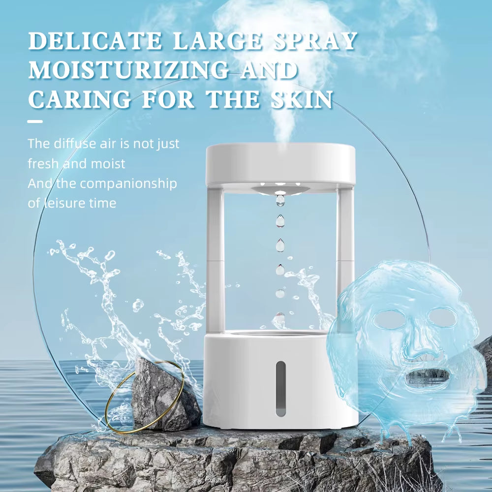 7 Color anti Gravity Humidifier 580Ml Levitating Water Drip Desk Mini Rain Humidifier Cool Mist Aroma Diffuser for Bedroom