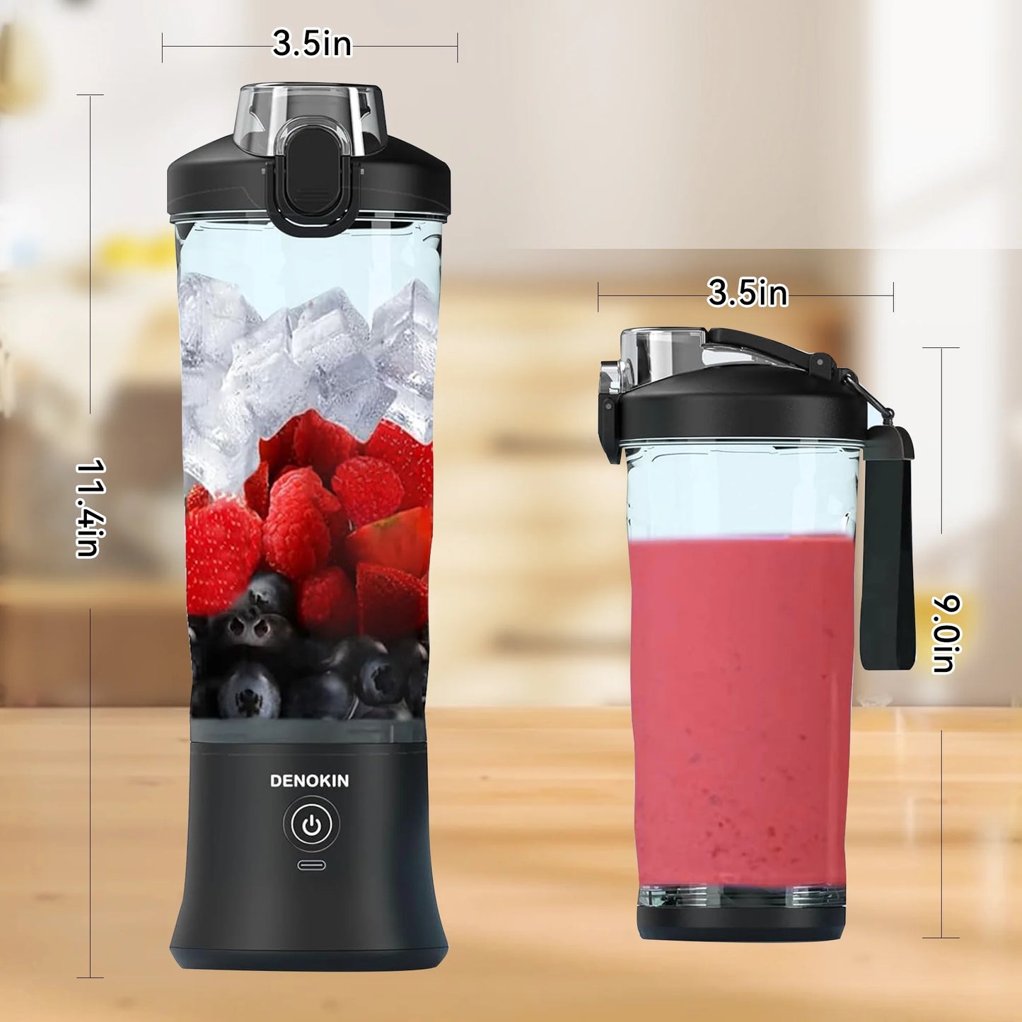 Personal Portable Blender, Small Kitchen Appliances Blender Cup for Shakes and Smoothies Rechargeable Shaker Bottle, 20Oz