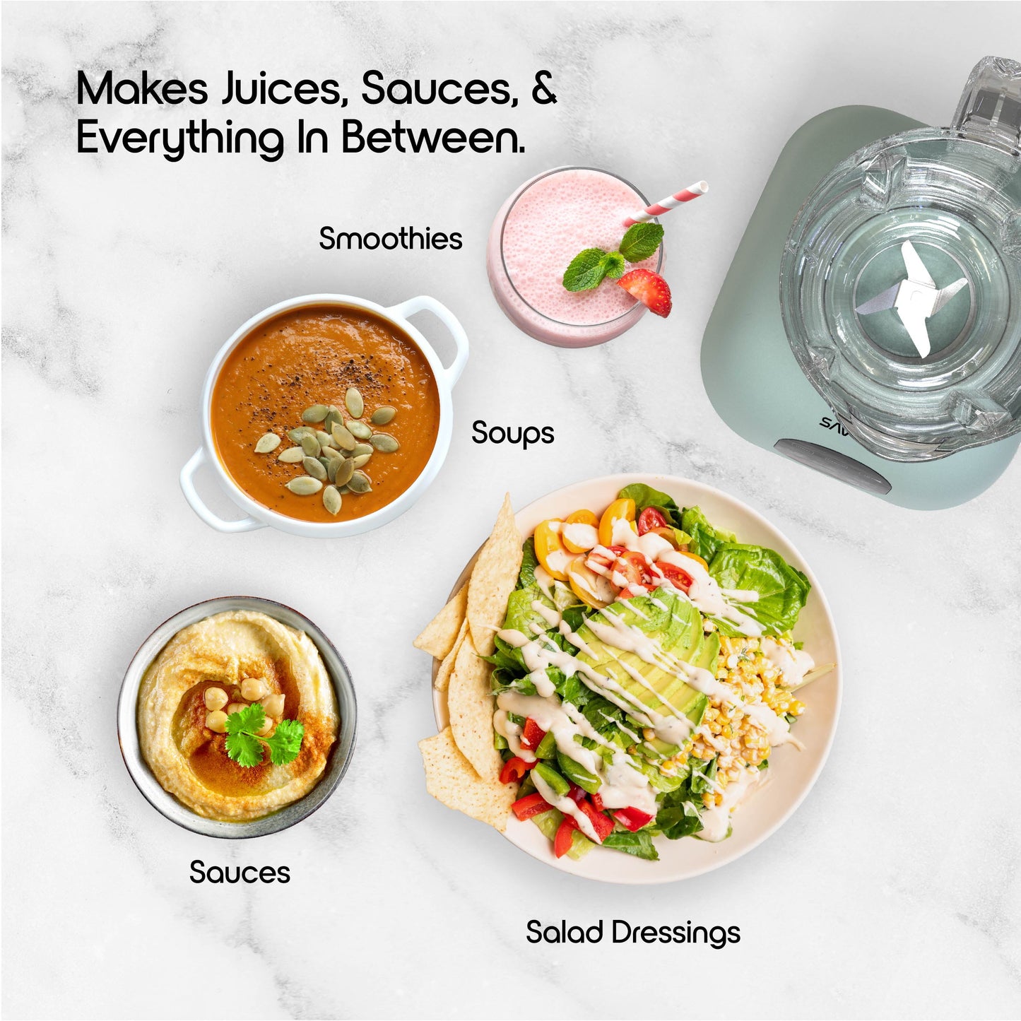 Savour by  500W Touchscreen Smoothie Blender – 50Oz Ice Crushing Countertop Blender for Smoothies, Sauces, Cocktails and More