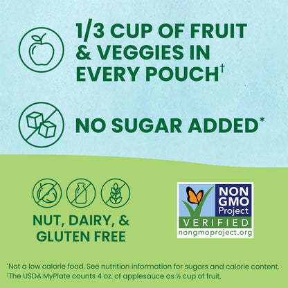 Fruit & Veggiez Applesauce and Puree Variety Pack, Boulder Berry and Pedal Peach Snack Pouches Variety Pack, 3.2 Oz, 40 Pack