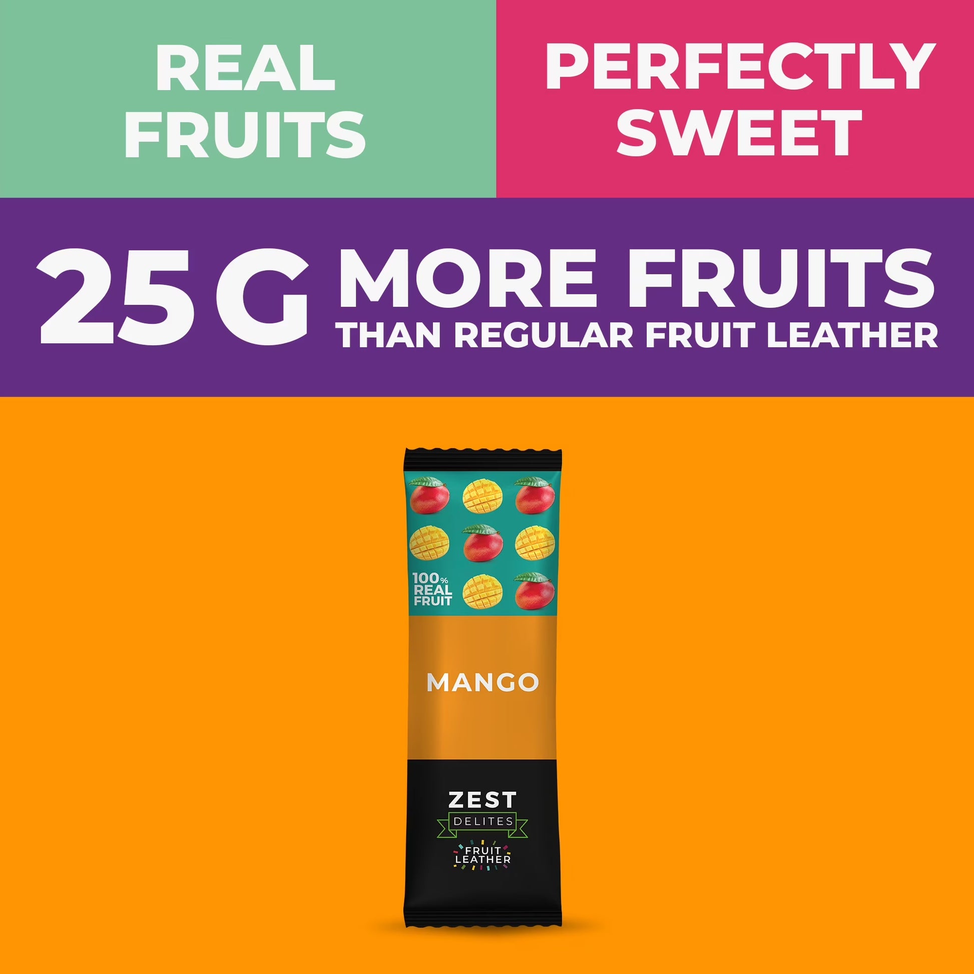 Fruit Leather Snacks, Vegan Fruit Bars, Mango, 0.88 Oz X 10 Packs