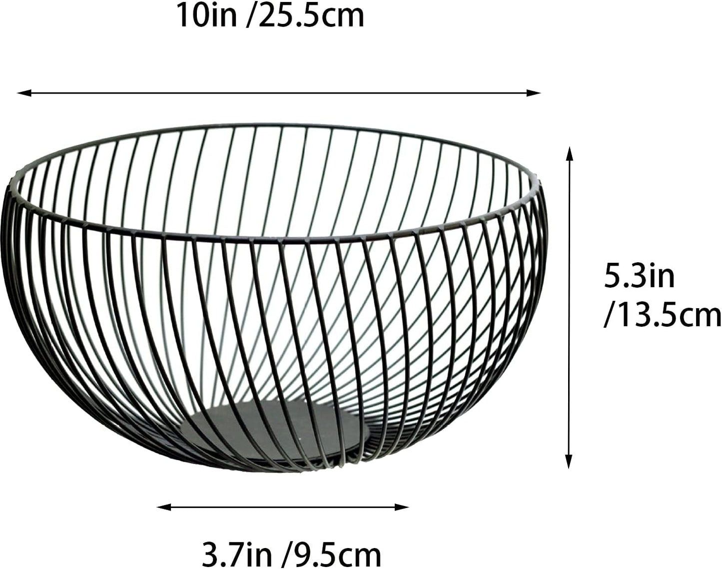 Metal Fruit Basket, Wire Fruit Basket Black Iron Fruit Holder Decorative Stand for Fruit Storage for Vegetable Snack Bread…