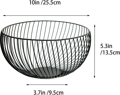 Metal Fruit Basket, Wire Fruit Basket Black Iron Fruit Holder Decorative Stand for Fruit Storage for Vegetable Snack Bread…