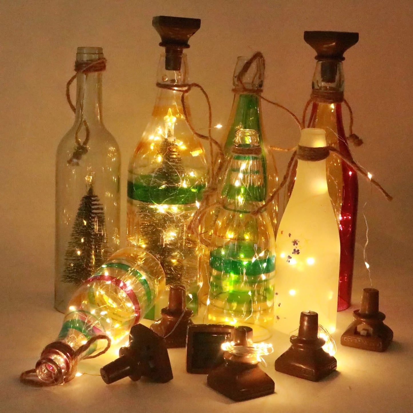 2025 Upgraded Solar Wine Bottle Lights,20 Leds Waterproof Copper Lights, Bottle Lights Fairy Cork String Lights for Christmas, Outdoor, Wedding Decor, Halloween Decor(Warm White)