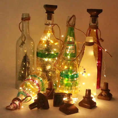 2025 Upgraded Solar Wine Bottle Lights,20 Leds Waterproof Copper Lights, Bottle Lights Fairy Cork String Lights for Christmas, Outdoor, Wedding Decor, Halloween Decor(Warm White)