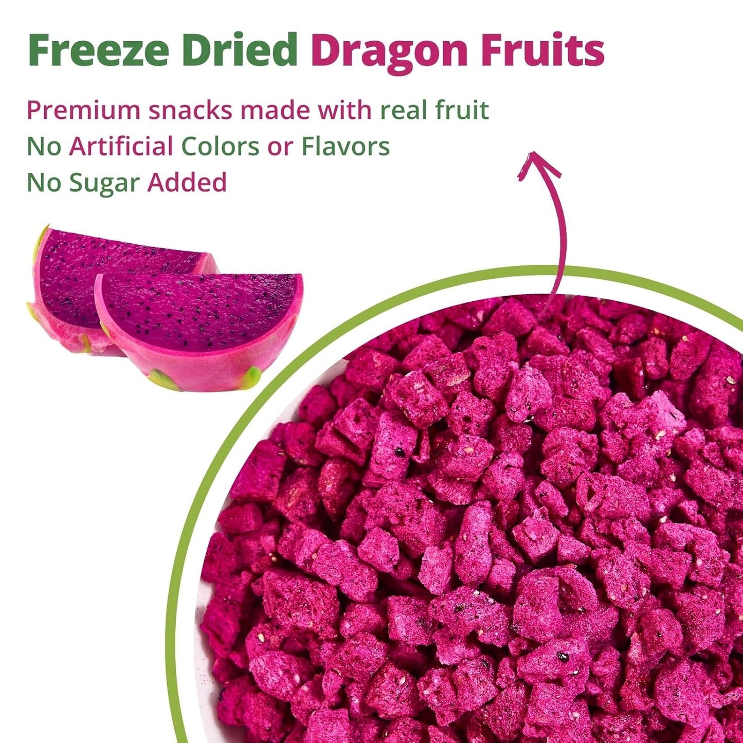 Freeze Dried Dragon Fruit Cubes – 4.23Oz (120G) 100% Red Dragon Fruit (Pitaya) C