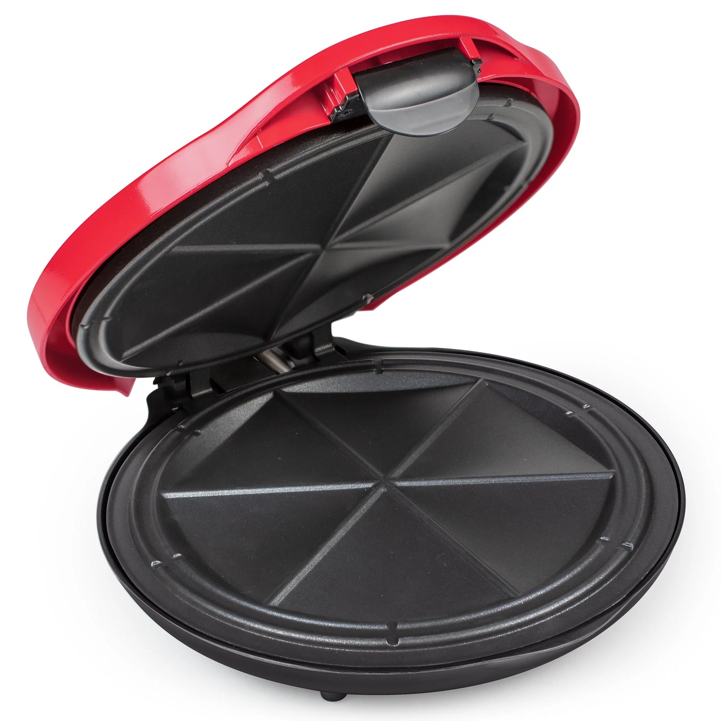 6-Wedge Electric Quesadilla Maker with Extra Stuffing Latch, Red 10”
