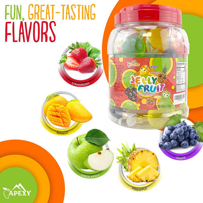 Jelly Fruit Candy – Assorted Fruit Flavors, Halloween Treat Juicy Chewy Gel Snac