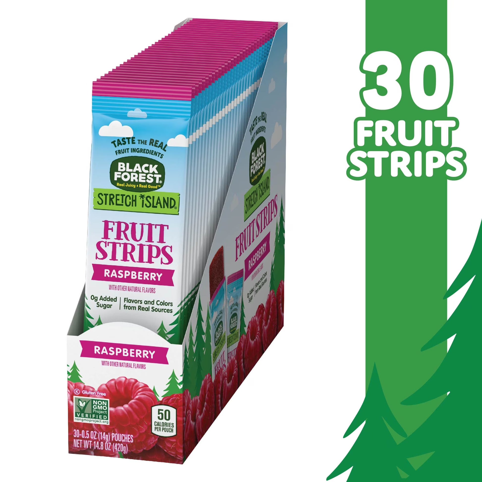 Stretch Island Fruit Leather Snacks, Ripened Raspberry, 0.5 Oz, 30 Count