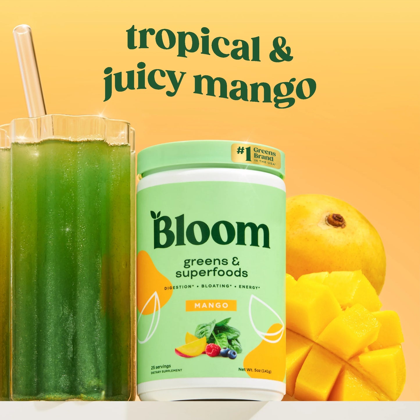 Greens & Superfoods Powder, Mango, 25 Servings