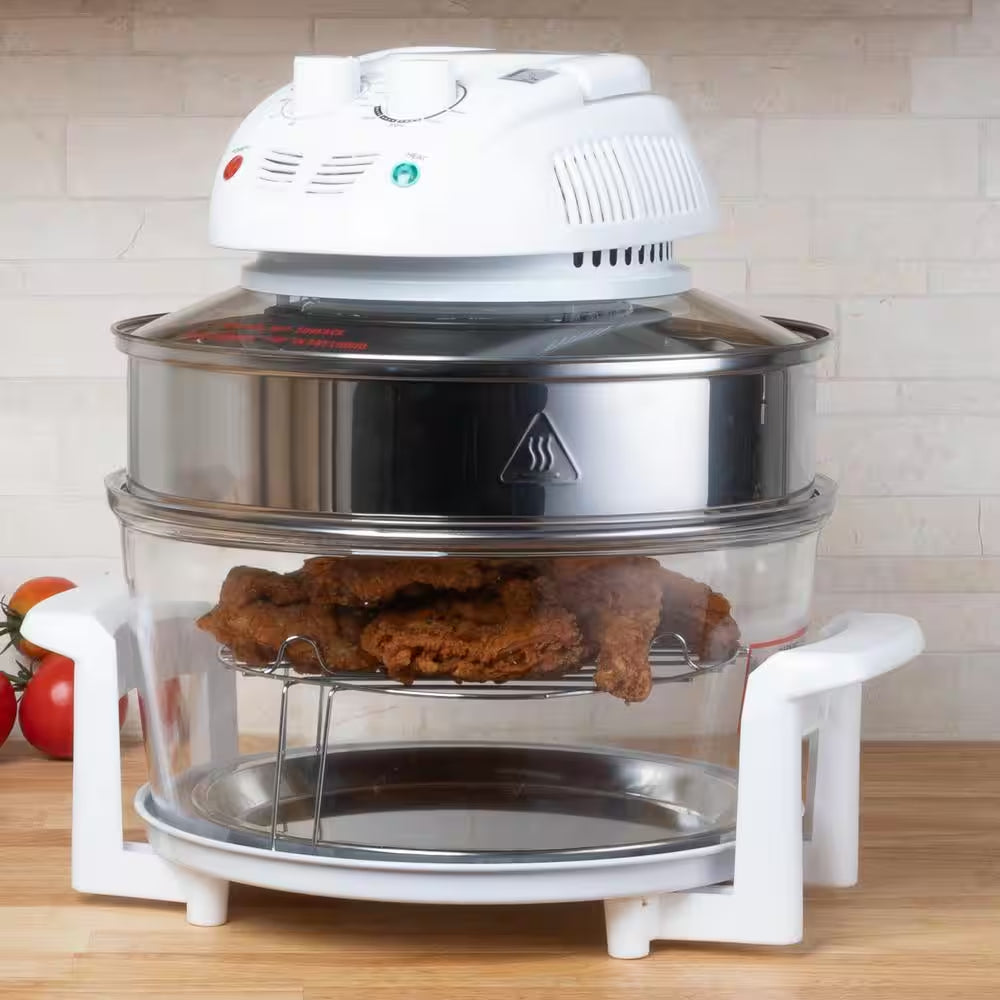 12-17 Qt. Glass Halogen Air Fryer, White