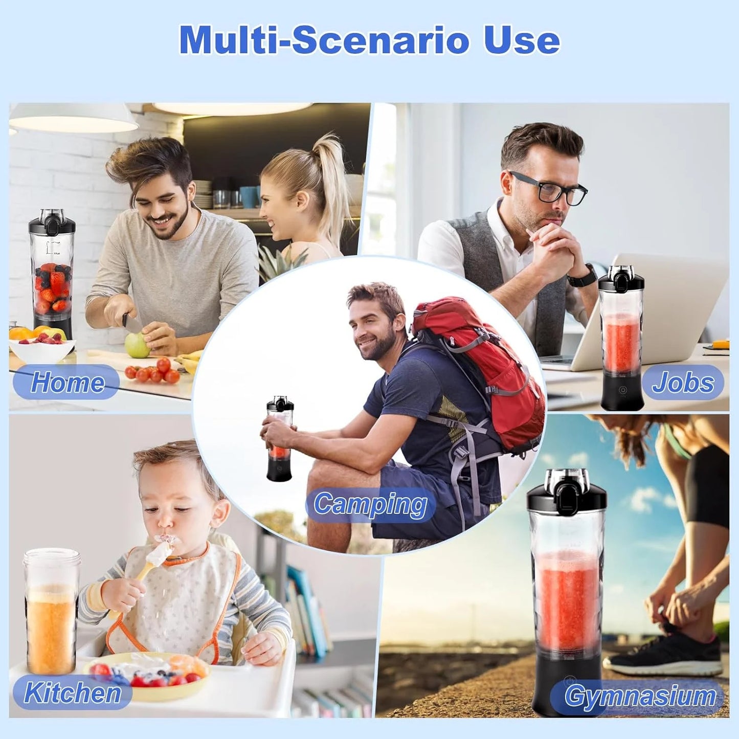 Personal Portable Blender, Small Kitchen Appliances Blender Cup for Shakes and Smoothies Rechargeable Shaker Bottle, 20Oz