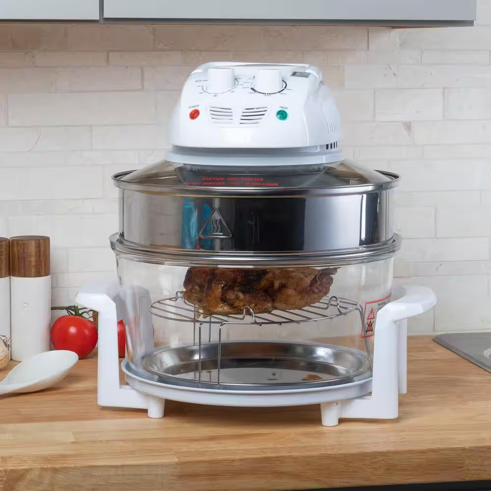 12-17 Qt. Glass Halogen Air Fryer, White