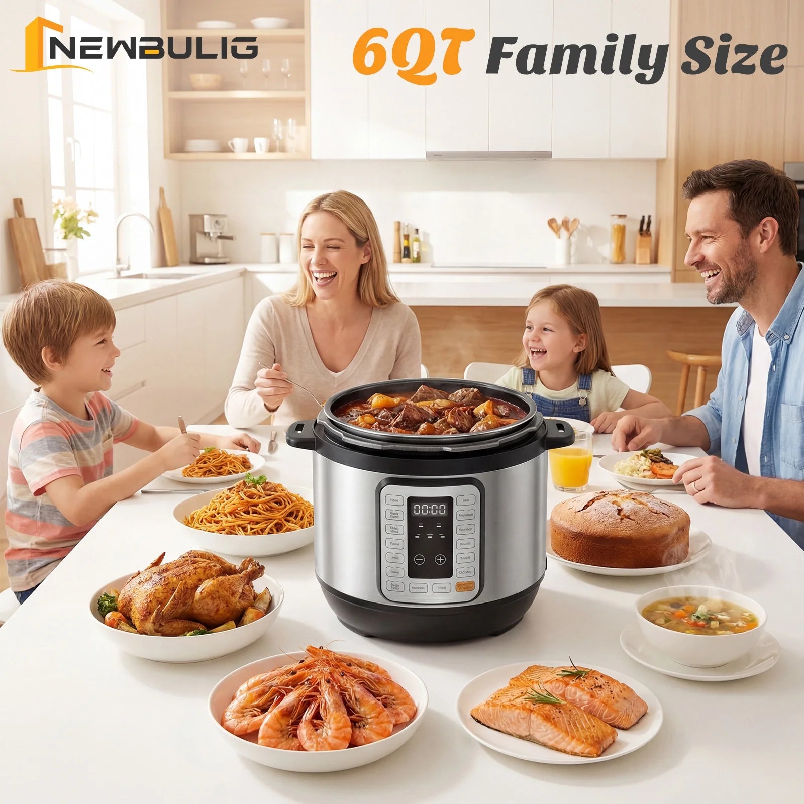 Electric Pressure Cooker 8 Quart Multi Kitchen Appliances, Instant Multi Cooker Stainless Steel Cooker