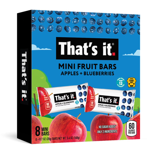Gluten-Free Soft Chewy Apple + Blueberry Fruit Bars, 0.7 Oz, 8 Ct. Shelf Stable Box