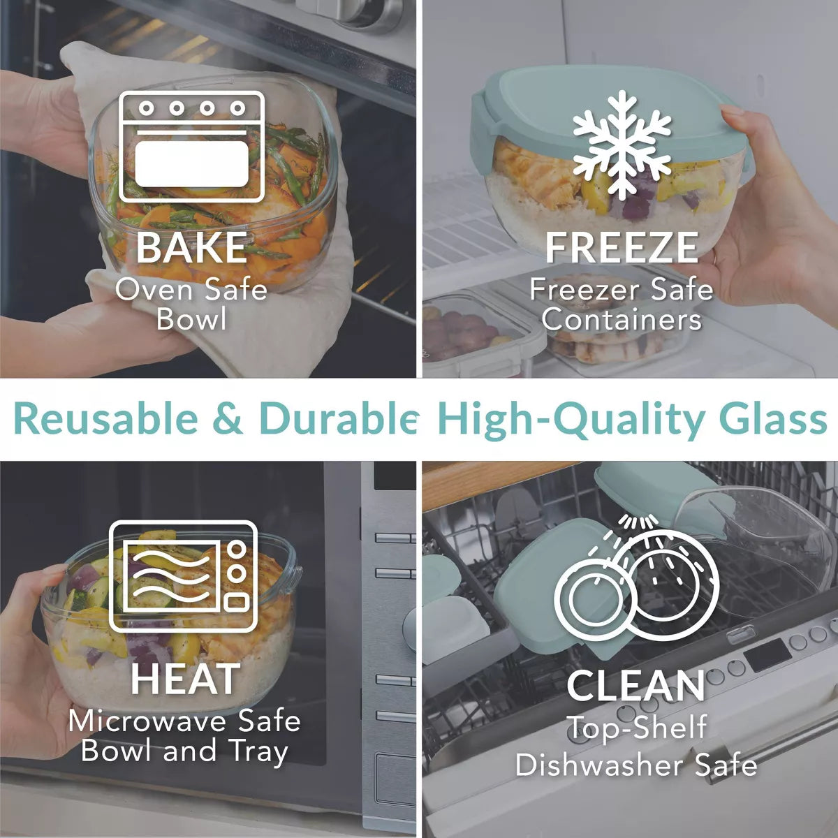Bentgo 61Oz 6Pc Glass All in One Salad Container