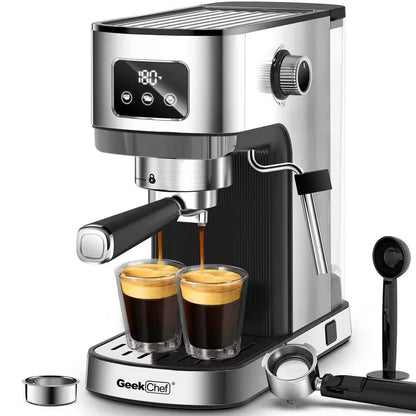10 Cup Stainless Steel 20 Bar Espresso Machine for Cappuccino, Latte with Temperature Display