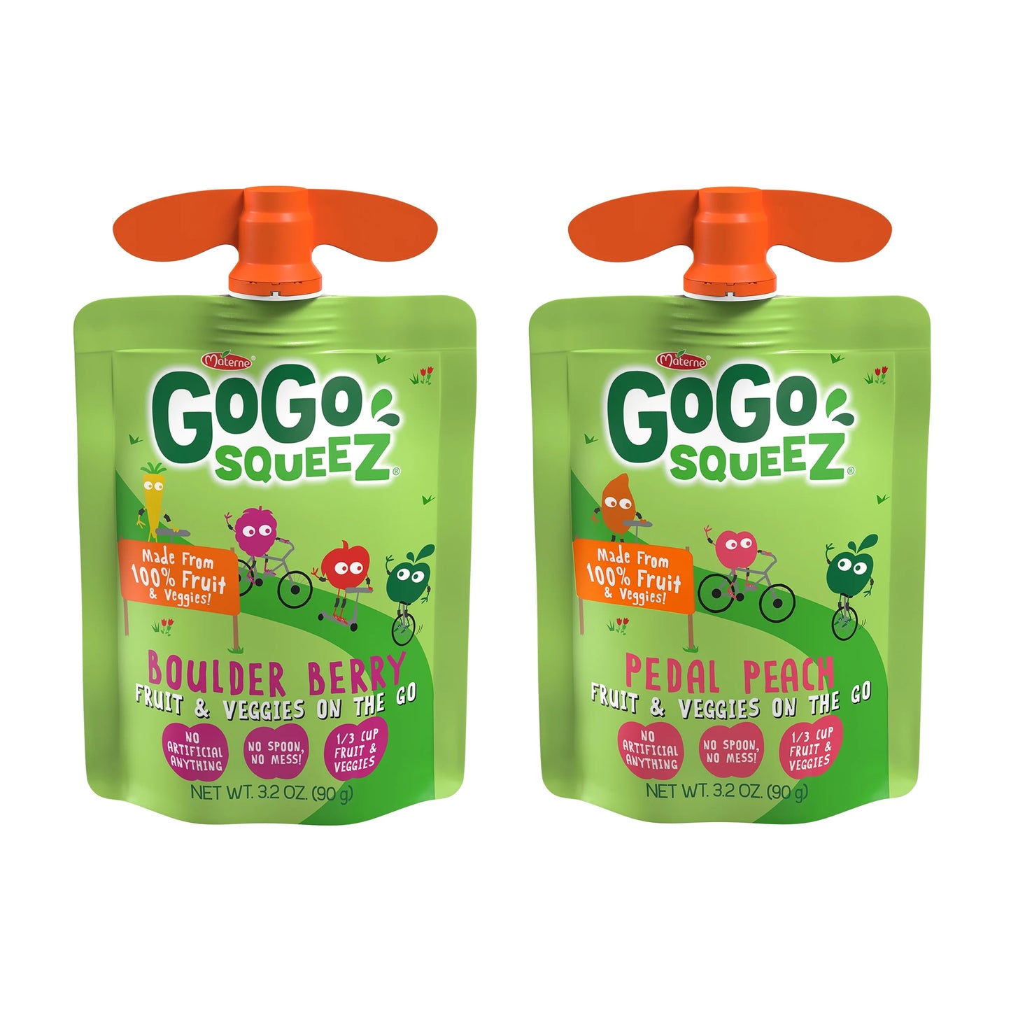 Fruit & Veggiez Applesauce and Puree Variety Pack, Boulder Berry and Pedal Peach Snack Pouches Variety Pack, 3.2 Oz, 40 Pack