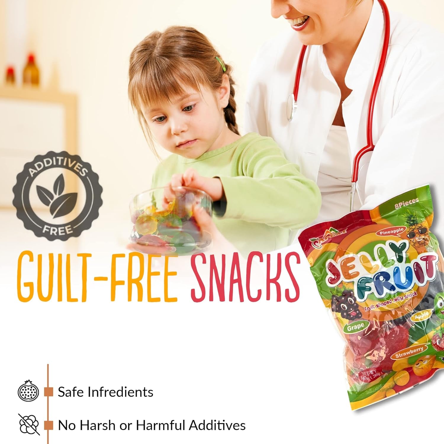 Jelly Fruit Candy – Assorted Fruit Flavors, Halloween Treat Juicy Chewy Gel Snac