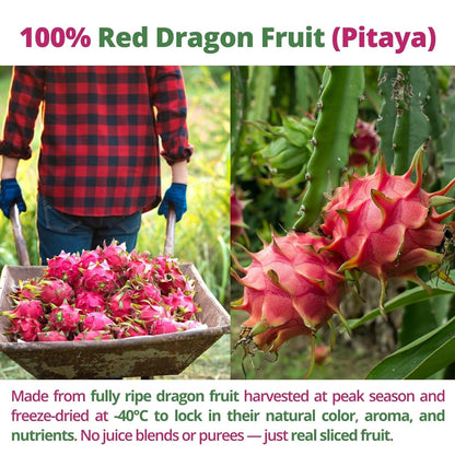 Freeze Dried Dragon Fruit Cubes – 4.23Oz (120G) 100% Red Dragon Fruit (Pitaya) C