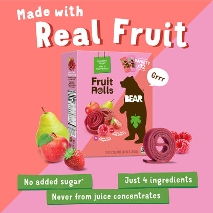 Fruit Rolls Variety Pack Straw/Rasp 8.4Oz, 12 Count