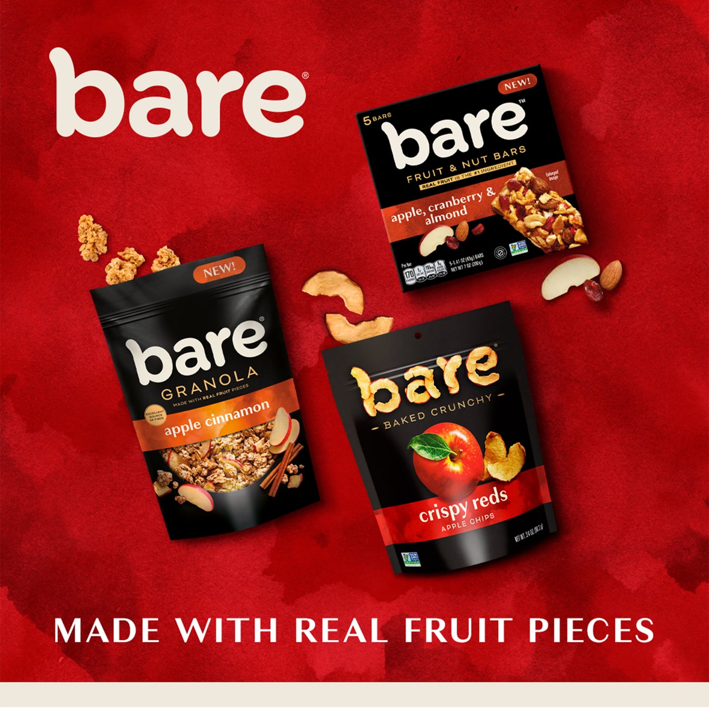 Bare Fruit & Nut Bars, Apple, Cranberry & Almond, 1.41 Oz, 5 Count