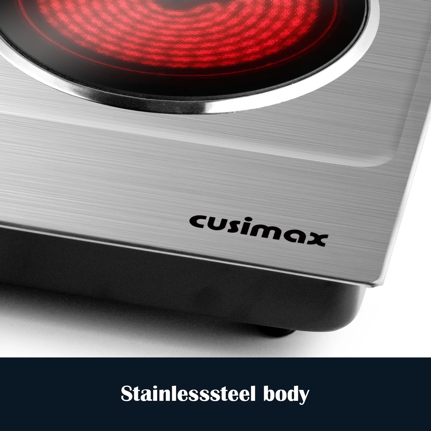 Double Hot Plate,  1800W Portable Ceramic – Dual Infrared Cooktop with Independent Controls, Stainless Steel & Glass Electric Burner for Countertop Cooking, Upgraded Silver Design
