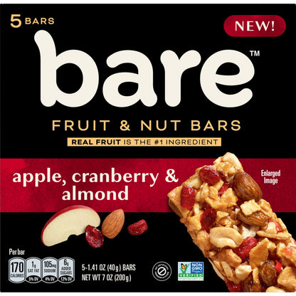 Bare Fruit & Nut Bars, Apple, Cranberry & Almond, 1.41 Oz, 5 Count