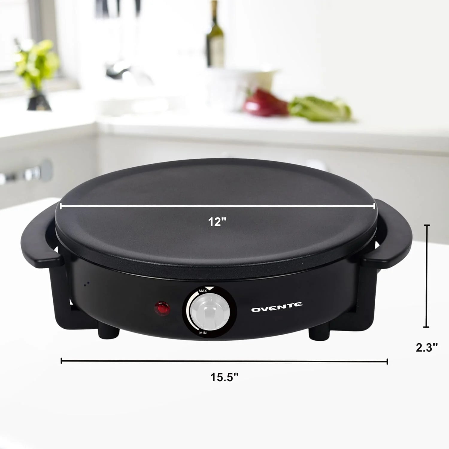 Electric Crepe Maker and Pancake Griddle Cooktop with 12" Nonstick Hot Plate, Black CRM1122B