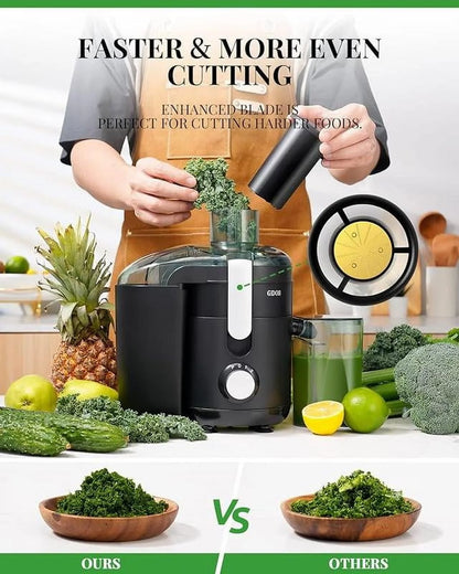 Kitchen Appliances Juicer Machine Dual Speeds Centrifugal Extractor, Titanium Enhanced Cut Disc, 2.5" Feedchute Juicer, Anti-Drip, Includes Cleaning Brush,Black