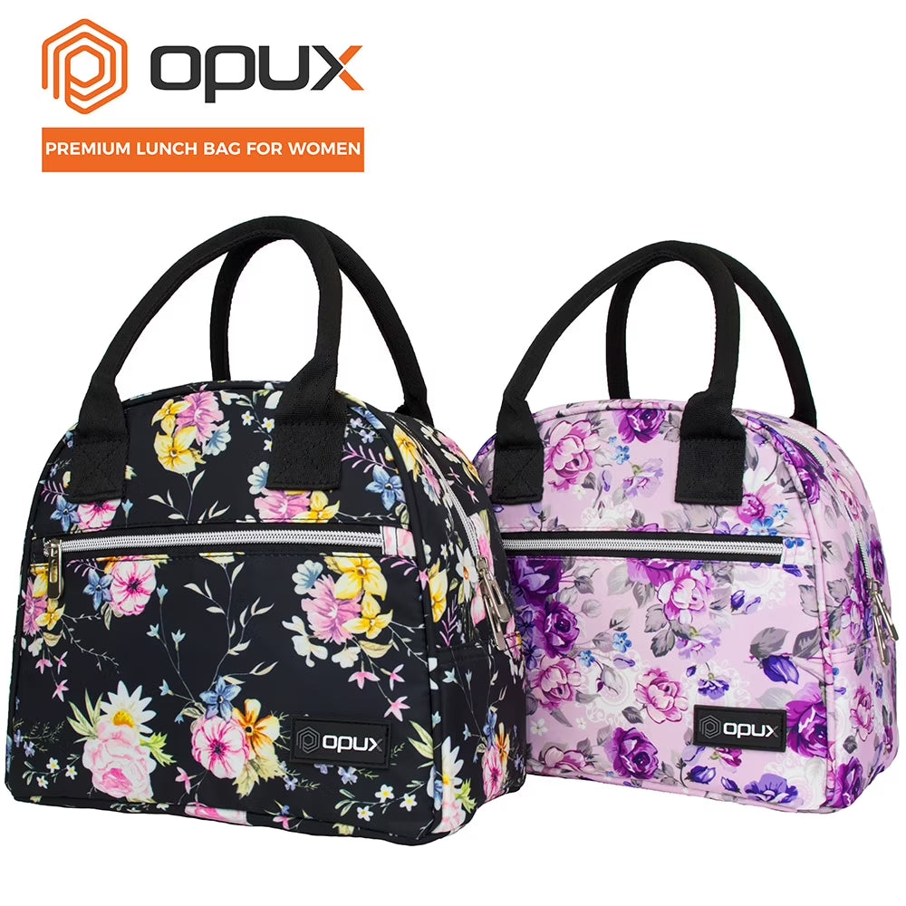 Insulated Lunch Box Women, Lunch Bag Tote Girls Kids Teen Adult, Cute Soft Lunch Cooler Container Work School, Reusable Thermal Food Meal Prep Organizer Lunch Pail Travel Beach, Floral Purple