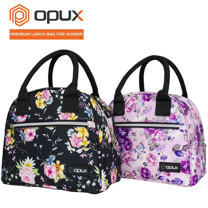 Insulated Lunch Box Women, Lunch Bag Tote Girls Kids Teen Adult, Cute Soft Lunch Cooler Container Work School, Reusable Thermal Food Meal Prep Organizer Lunch Pail Travel Beach, Floral Purple