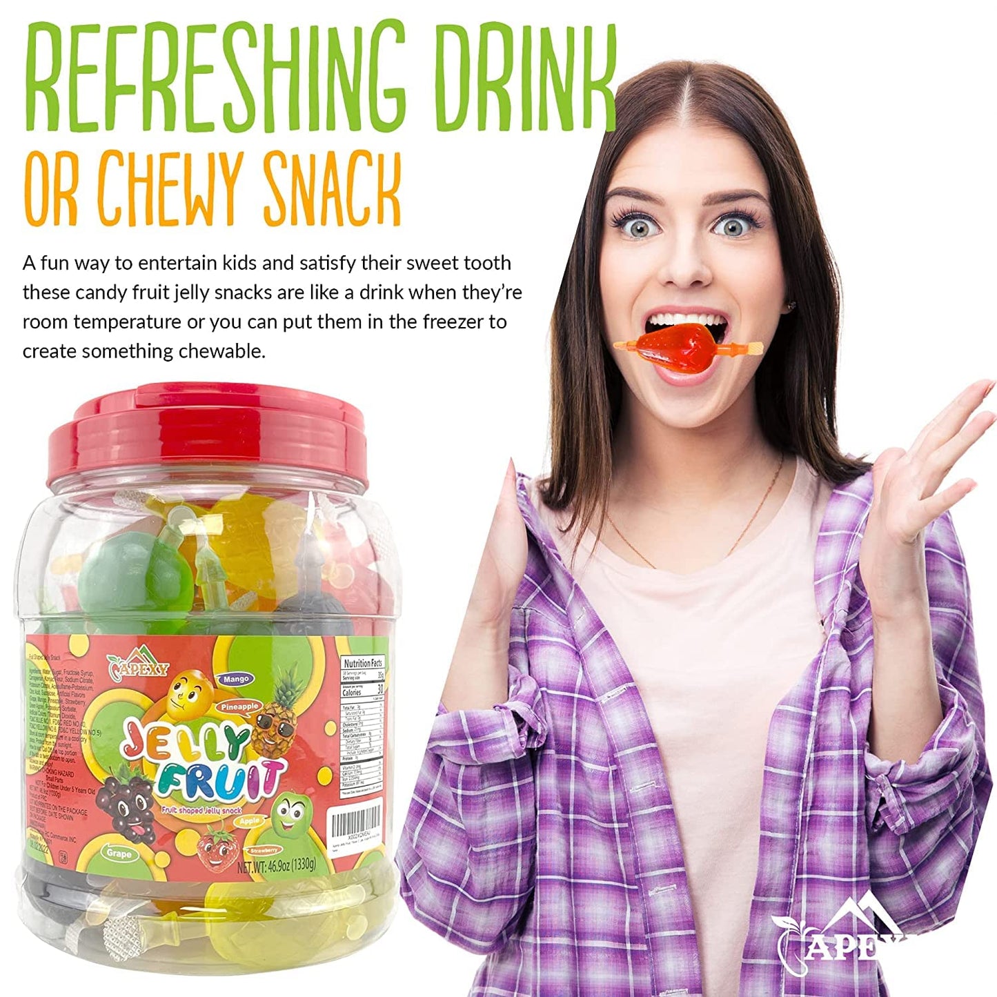 Jelly Fruit Candy – Assorted Fruit Flavors, Halloween Treat Juicy Chewy Gel Snac
