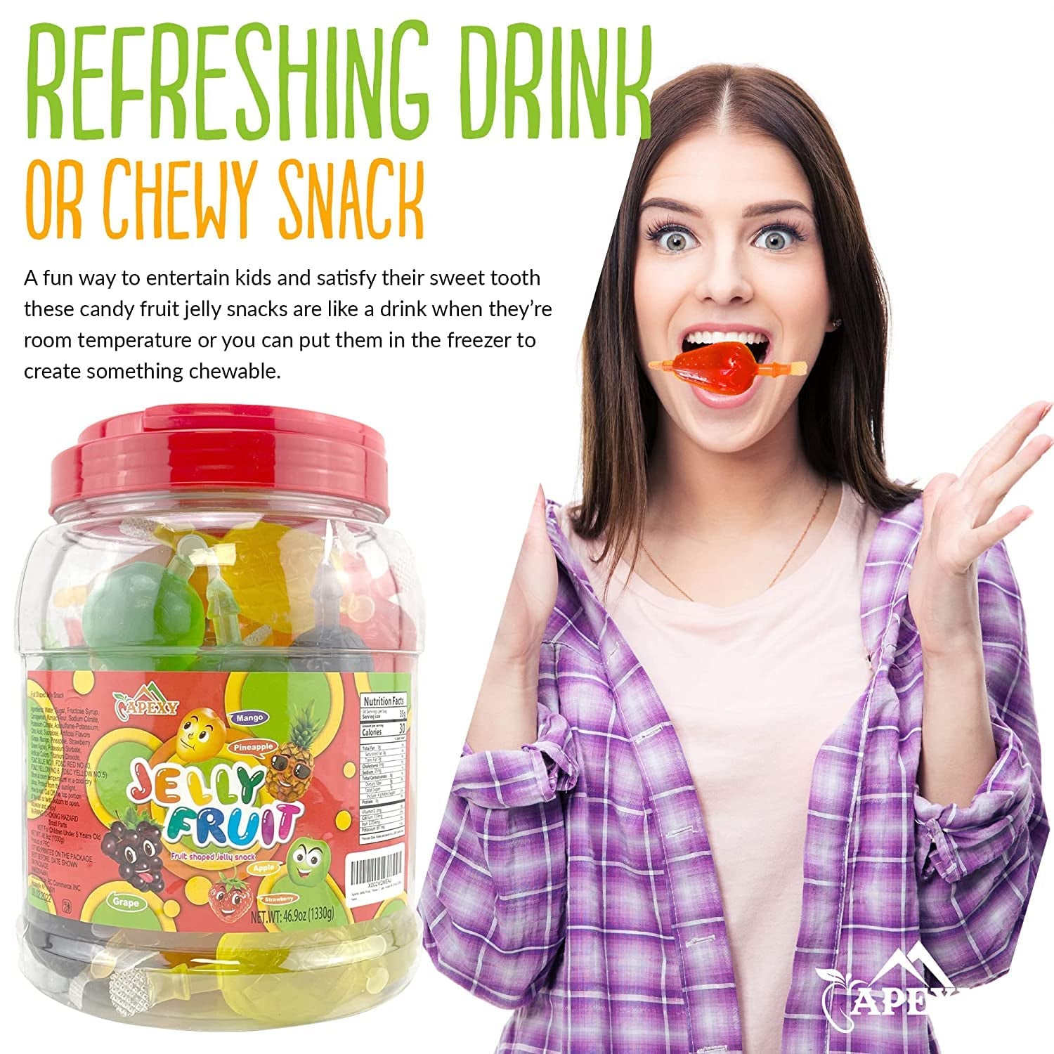 Jelly Fruit Candy – Assorted Fruit Flavors, Halloween Treat Juicy Chewy Gel Snac