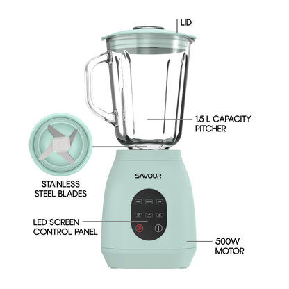 Savour by  500W Touchscreen Smoothie Blender – 50Oz Ice Crushing Countertop Blender for Smoothies, Sauces, Cocktails and More