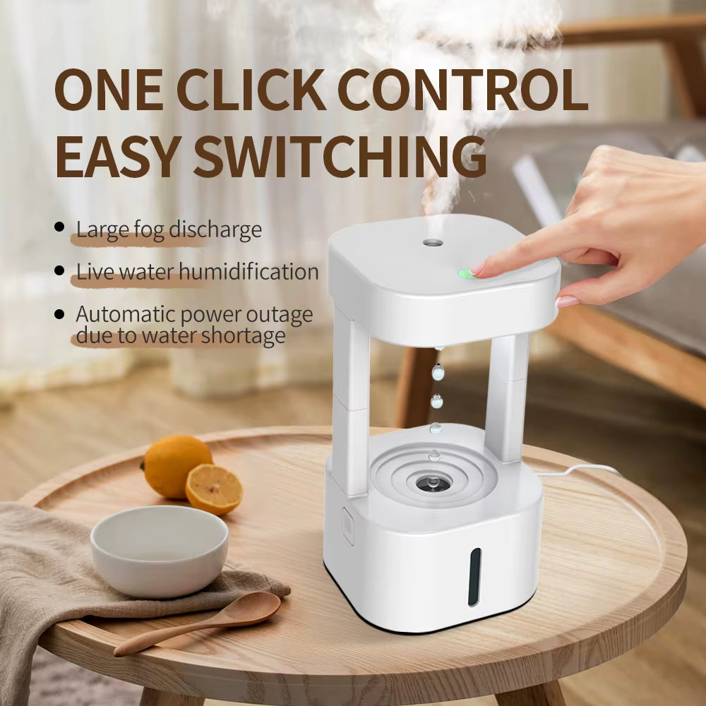 7 Color anti Gravity Humidifier 580Ml Levitating Water Drip Desk Mini Rain Humidifier Cool Mist Aroma Diffuser for Bedroom