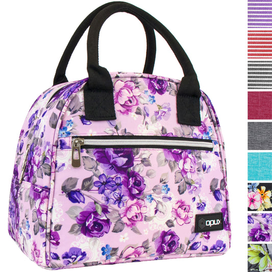 Insulated Lunch Box Women, Lunch Bag Tote Girls Kids Teen Adult, Cute Soft Lunch Cooler Container Work School, Reusable Thermal Food Meal Prep Organizer Lunch Pail Travel Beach, Floral Purple