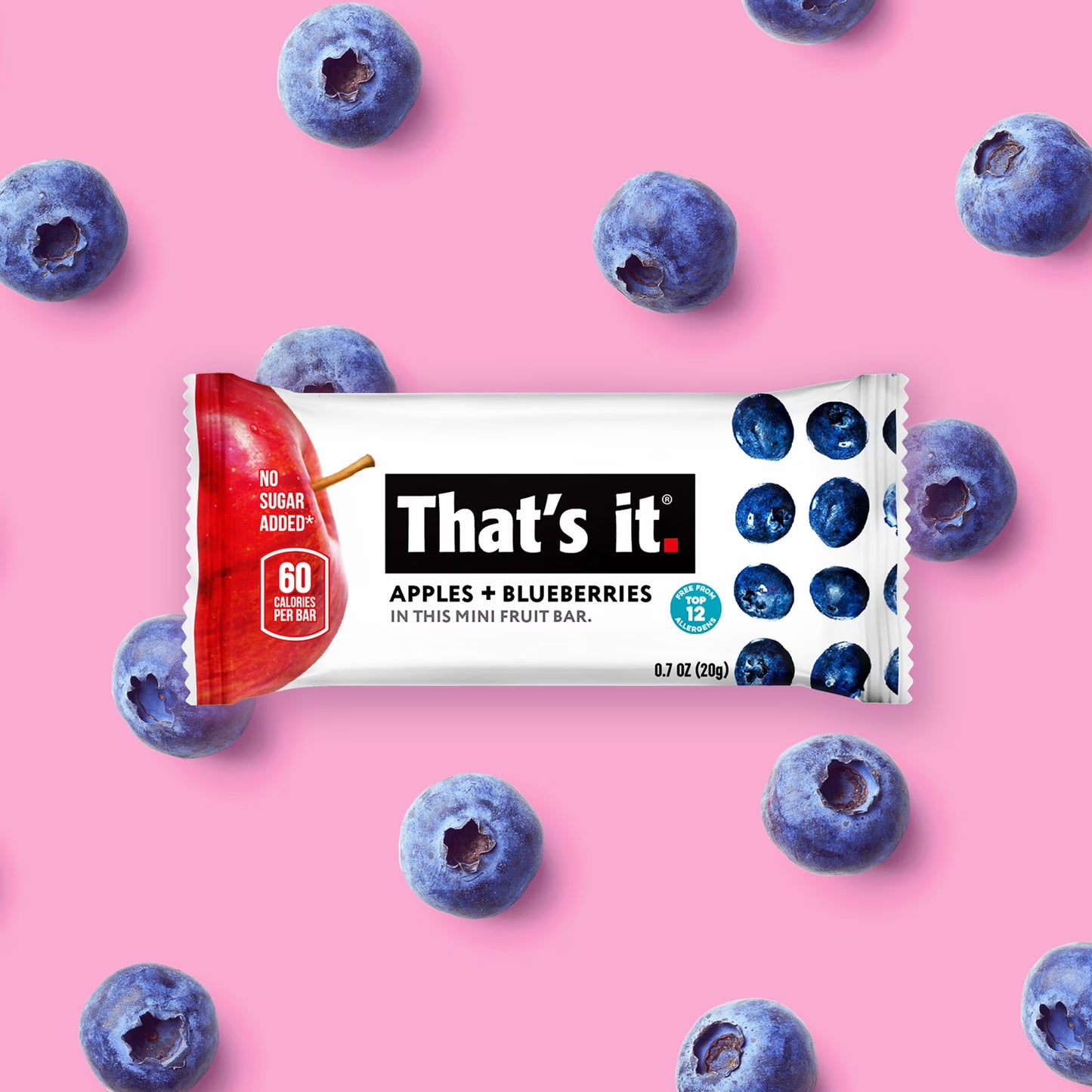Gluten-Free Soft Chewy Apple + Blueberry Fruit Bars, 0.7 Oz, 8 Ct. Shelf Stable Box