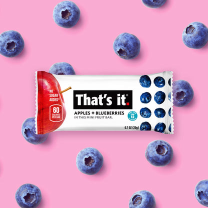 Gluten-Free Soft Chewy Apple + Blueberry Fruit Bars, 0.7 Oz, 8 Ct. Shelf Stable Box
