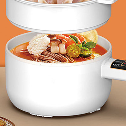Wallfire Electric Hot Pot,2L Electric Cooker Steamer, Multifunctional Non-Stick Pan,Suitable for Ramen, Steak, Egg,Rice, Oatmeal, Soup Smart Button,White