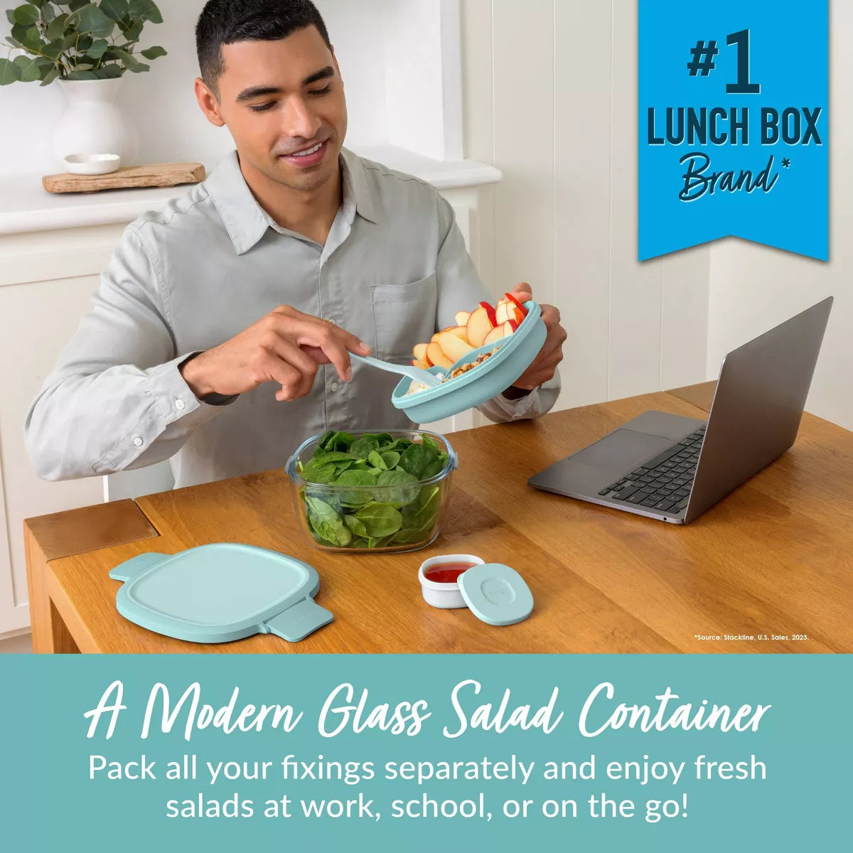 Bentgo 61Oz 6Pc Glass All in One Salad Container