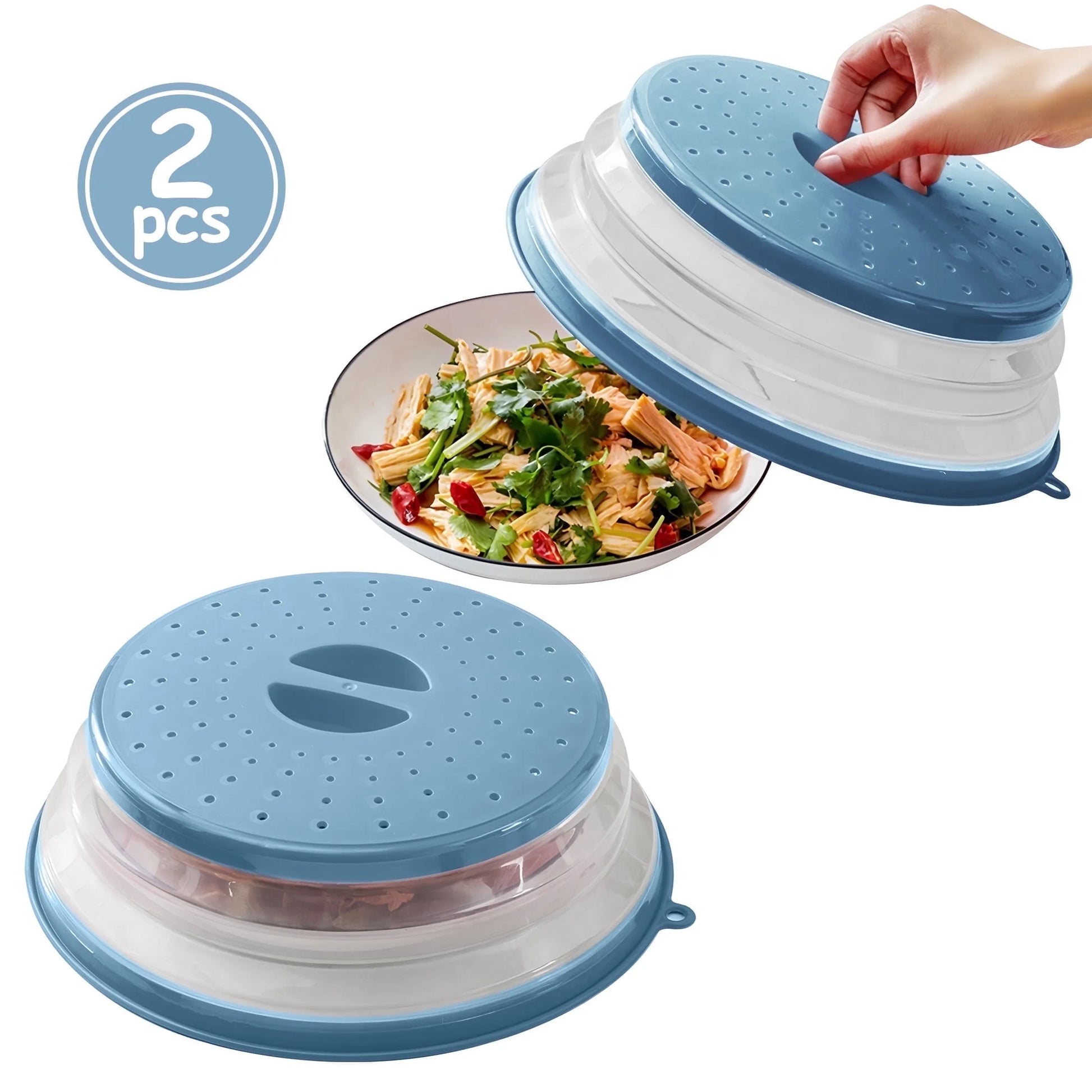 2 Pcs Silicone Microwave Splatter Cover – Microwave Food Cover for Plates, Bpa-Free Splatter Guard, Non-Toxic Kitchen Gadget & Microwave Accessory for Heating Food, Blue