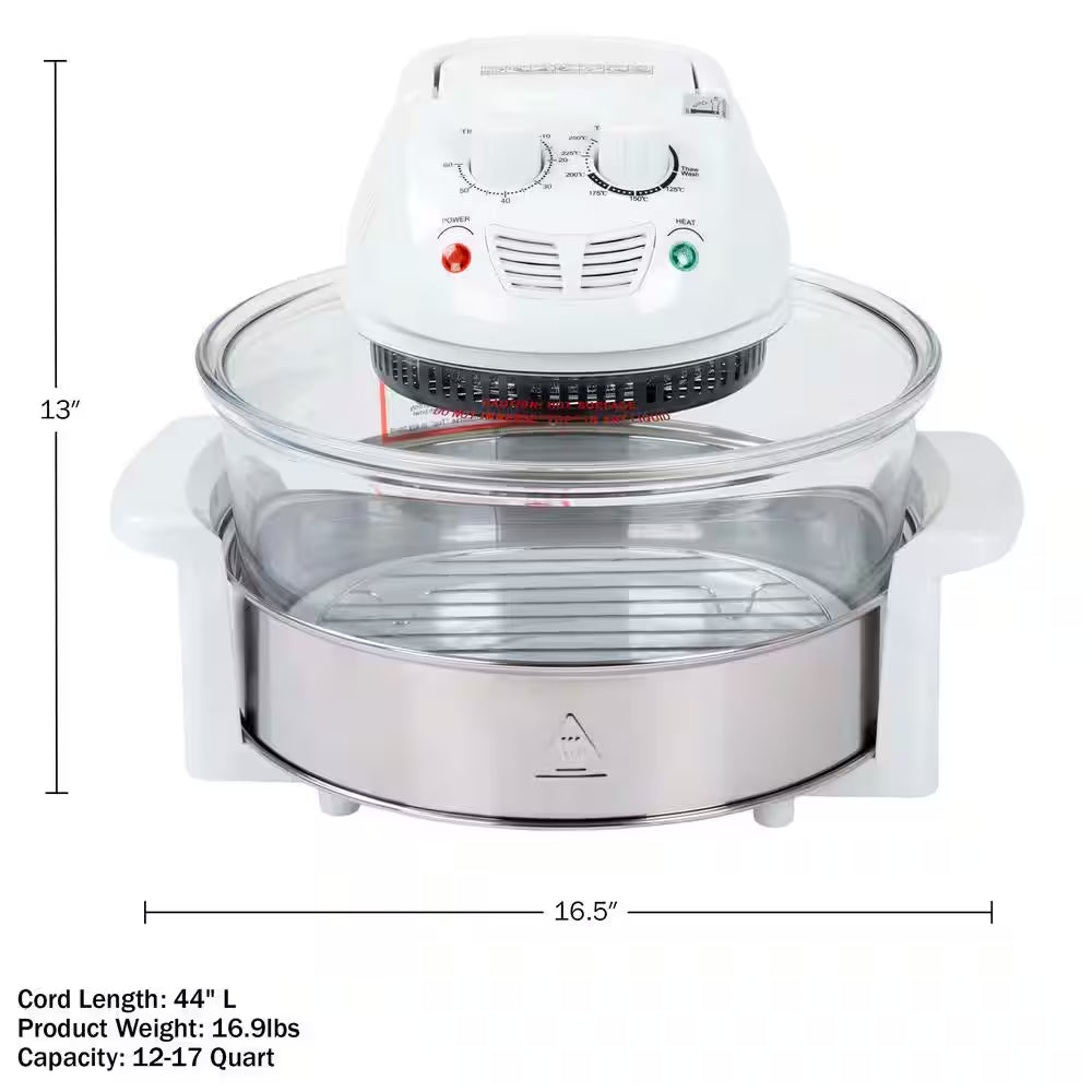 12-17 Qt. Glass Halogen Air Fryer, White