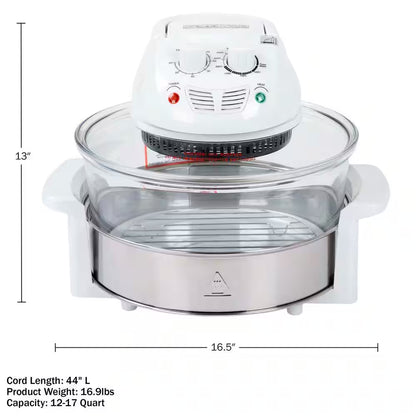 12-17 Qt. Glass Halogen Air Fryer, White