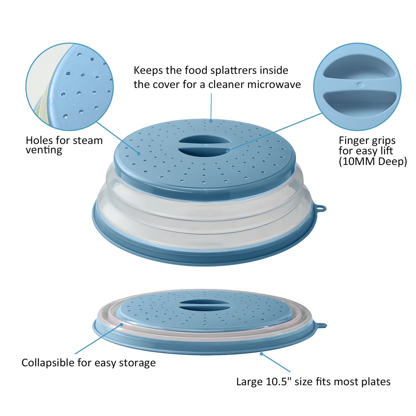 2 Pcs Silicone Microwave Splatter Cover – Microwave Food Cover for Plates, Bpa-Free Splatter Guard, Non-Toxic Kitchen Gadget & Microwave Accessory for Heating Food, Blue